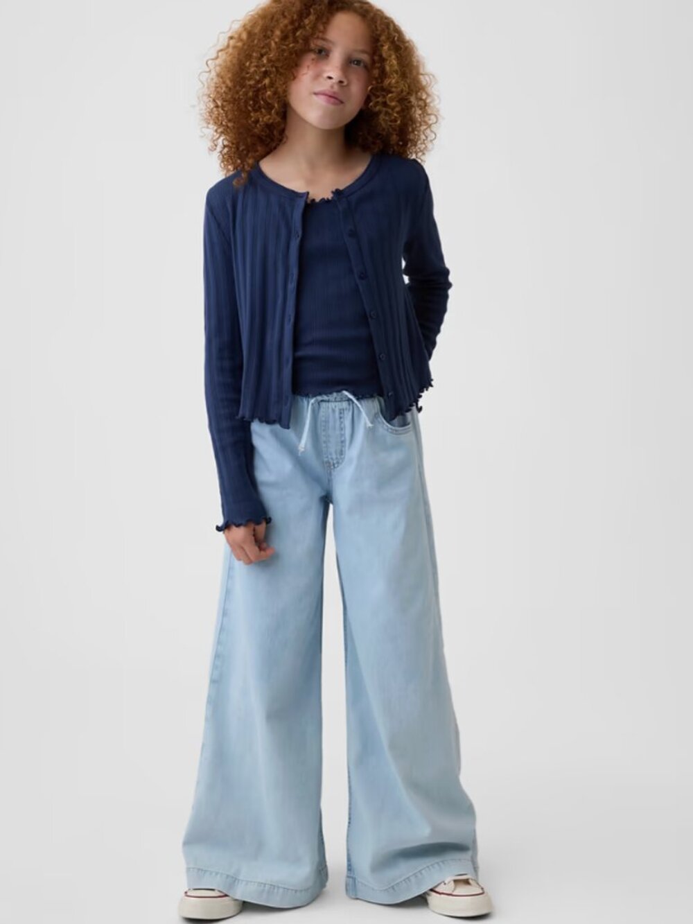 GAP Light Blue Wide Leg Baggy Pull On Jeans with Elastic Waistband Size M